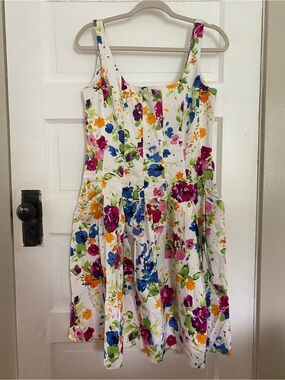White Floral Sundress with Multicolor Blooms